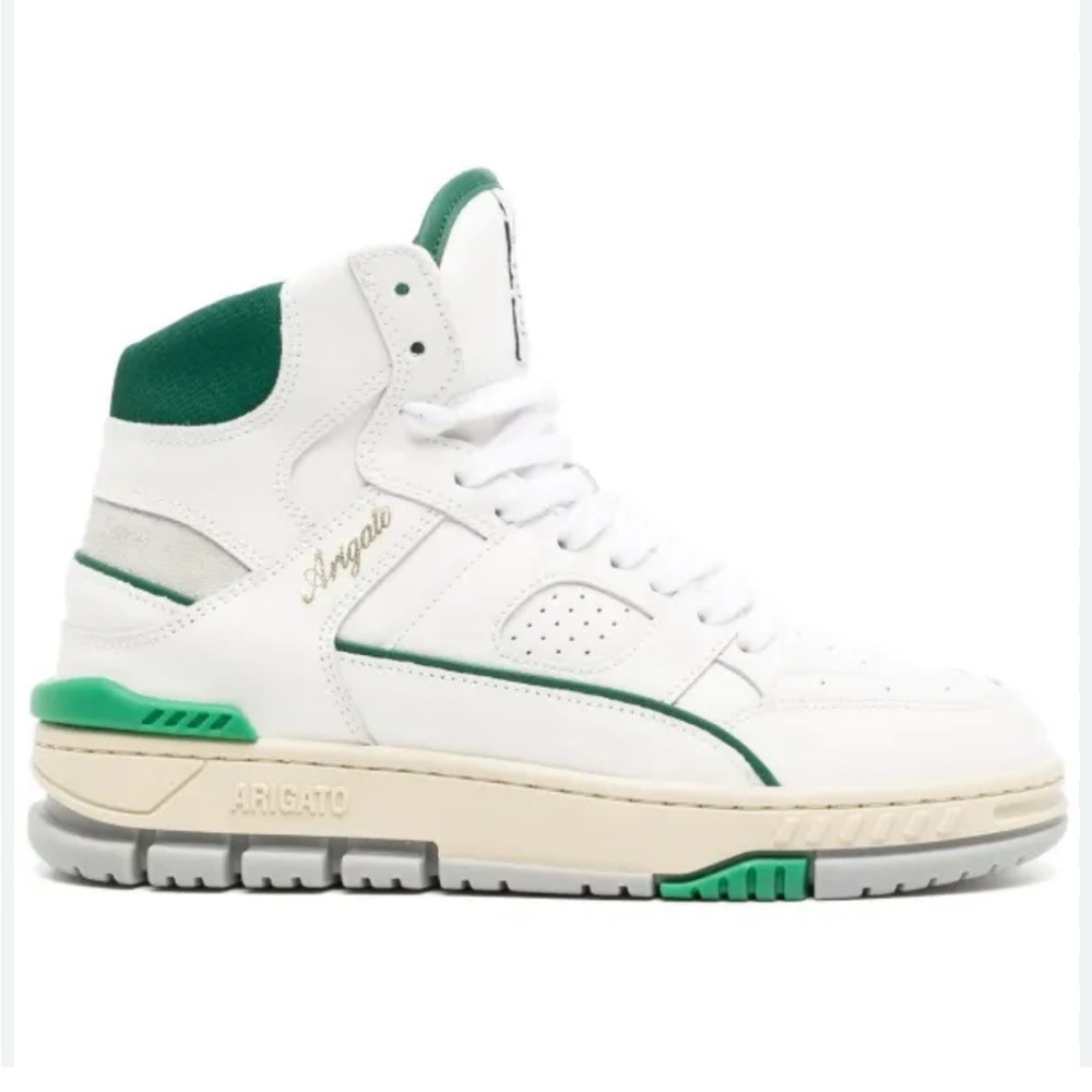 Axel Arigato White and Green High-Top Sneakers